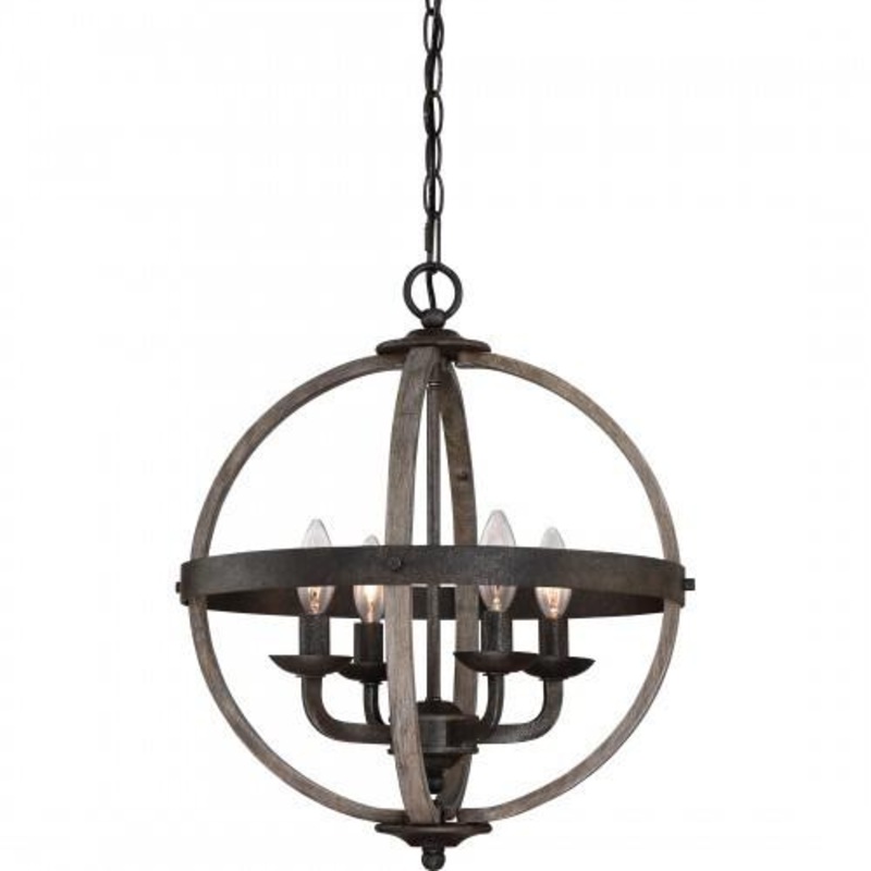 Quoizel FSN5204RK Fusion 4lts foyer  rustic black 16.5″d Pendant
