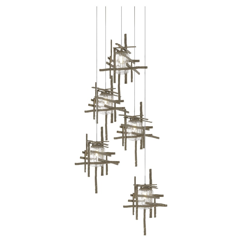 Tura 5-Light Seeded Glass Pendant Soft Gold