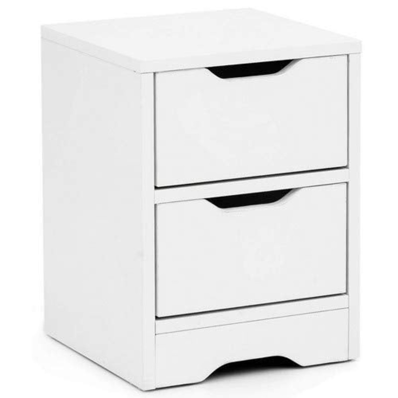 WOHNLING Notte WL5.702 31x42x31cm Bianco Opaco con 2 cassetti | Comodino Bianco con Spazio di archiviazione | Comodino Simple Modern | Nightstand Klein | Comodino Camera da Letto
