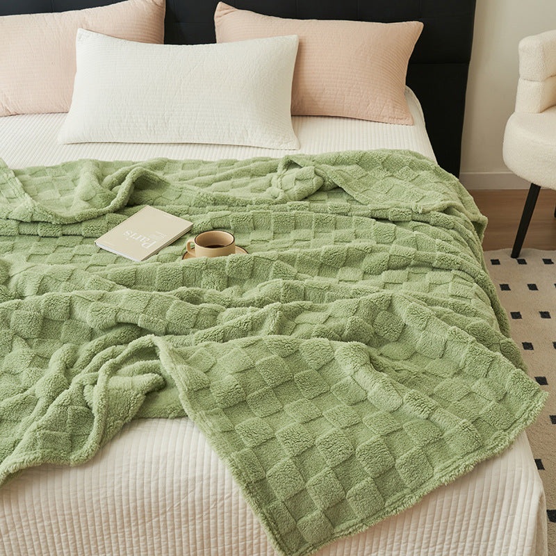 200*230CM Light Green Ultra-Soft Waffle Textured Plush Fleece Blanket – Large Cozy All-Season Throw for Bed & Sofa