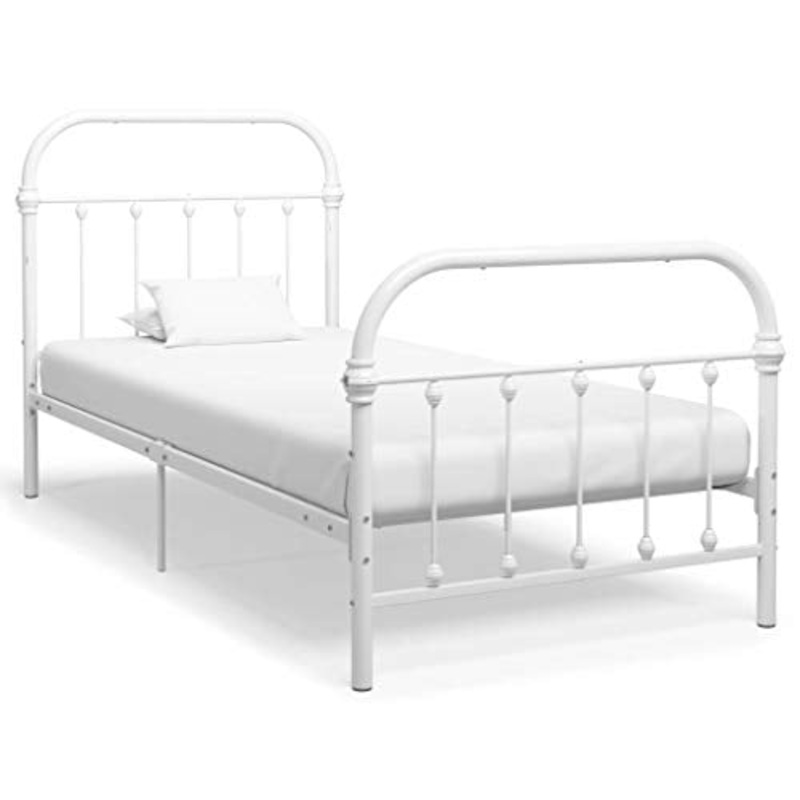 BIGTO – Struttura letto in metallo, per camera da letto, colore: bianco, 90 x 200 cm