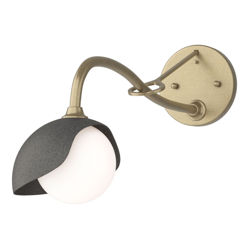 Brooklyn 1-Light Single Shade Long-Arm Sconce Soft Gold Natural Iron
