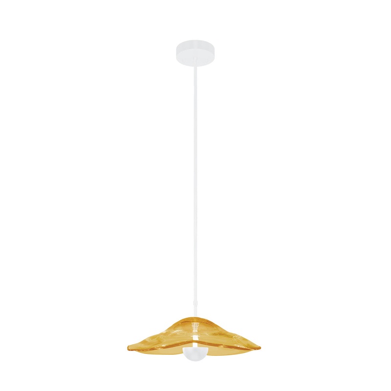 Embark 16″W Round Pendant White/Amber