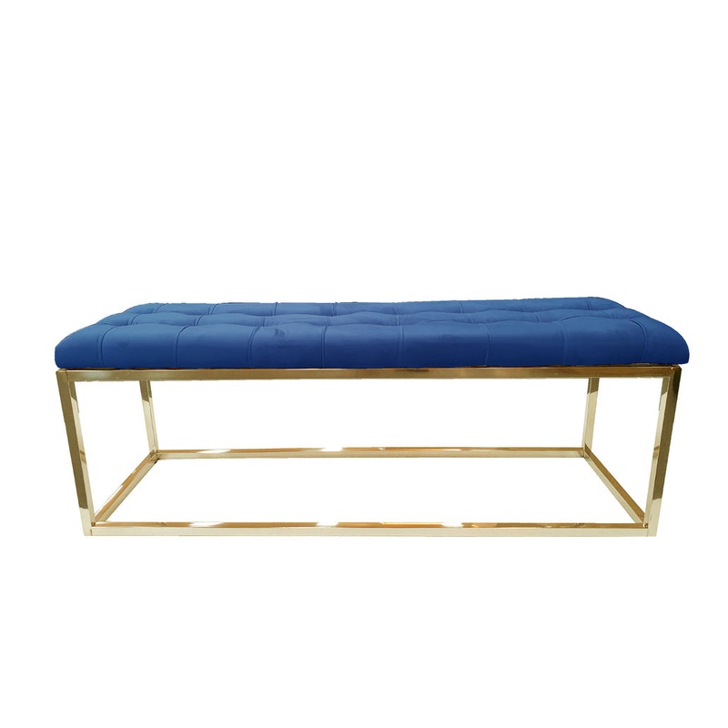 Holly Ottoman Gold Base – Blue Seat
