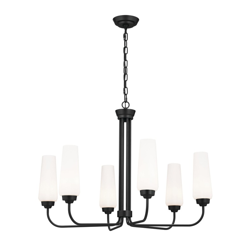 Kichler 52480BK Six Light Chandelier, Black