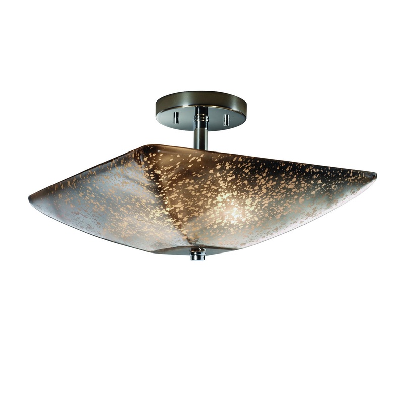 LED Semi-Flush Mount from the Fusion Collection in Polished Chrome Finish by Justice Designs