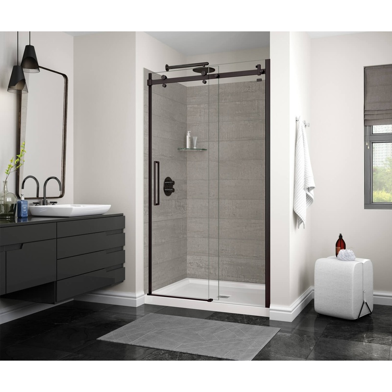 MAAX 138996-900-340-000 Halo 44 -47 x 78  in. 8mm Sliding Shower Door for Alcove Installation with Clear glass in Matte Black