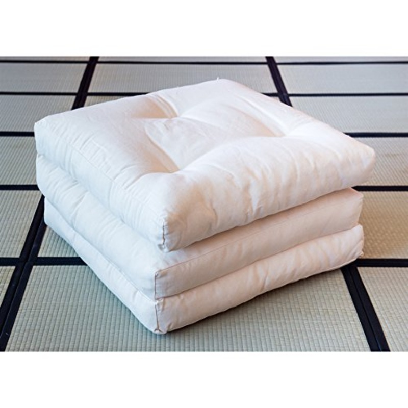 Vivere Zen – Futon Pouff – Poltrona Letto 11 cm (4 Strati Cotone) – Futon Pouff Greggio 80×195 cm