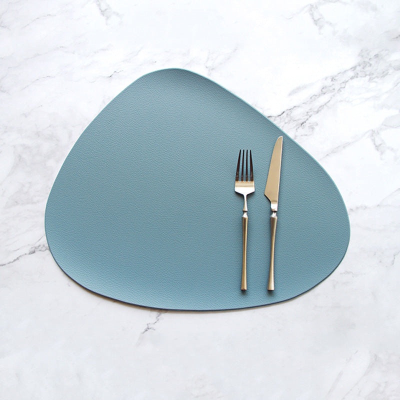 4 Pcs Blue Nordic-Style PVC Leather Placemats Set of 4 – Waterproof, Heat-Resistant, and Oil-Proof Triangular Table Mats