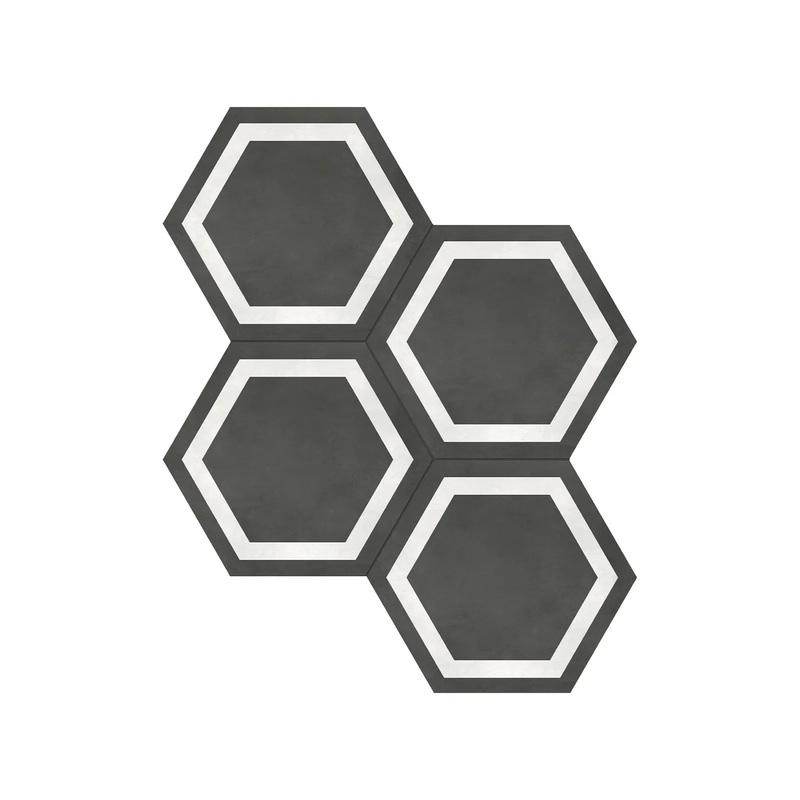 7″ x 8″ Form Matte Graphite Hexagon Frame Porcelain Tile 60-408