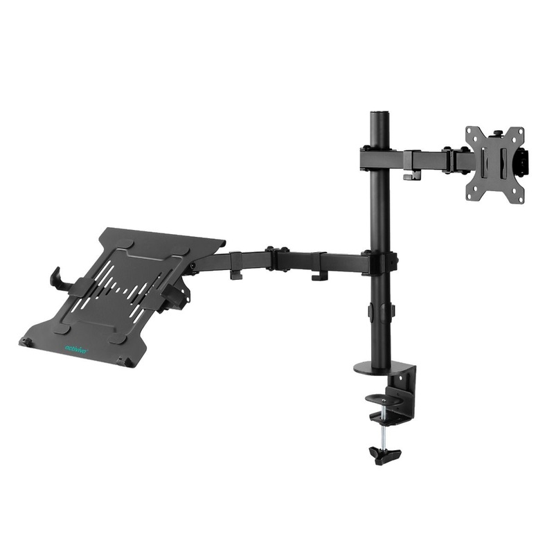 activiva Dual-Screen Articulating Monitor Arm with Interchangeable Laptop Holder