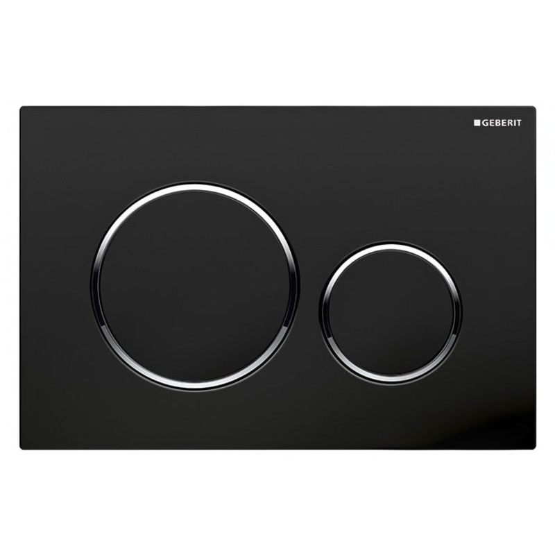 Actuator Plate Sigma20 Dual Flush Matte Black with Polished Chrome Accent Plastic for Sigma Concealed Tanks 2×6 and 2×4 Installations