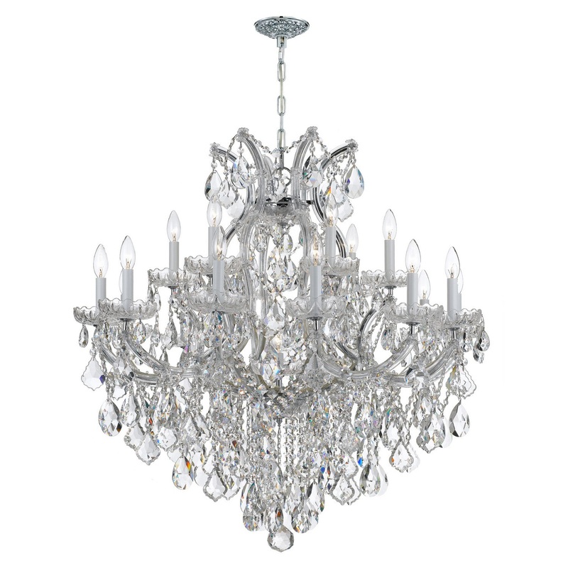Crystorama 4418-CH-CL-SAQ Maria Theresa 19 Light Chandelier Polished Chrome