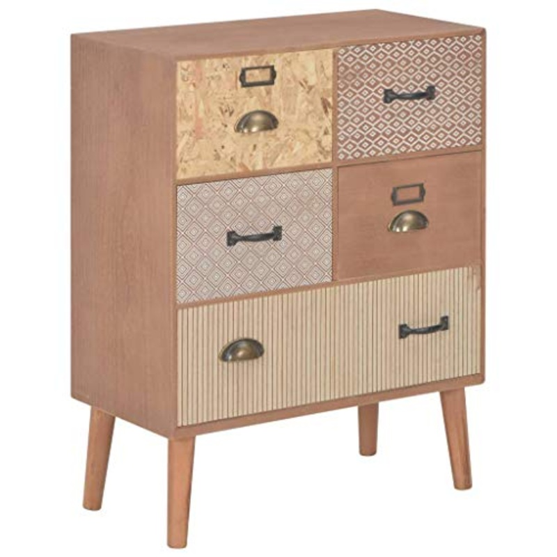 FAMIROSA Credenza con 5 Cassetti Marrone 60x30x78 cm in MDF
