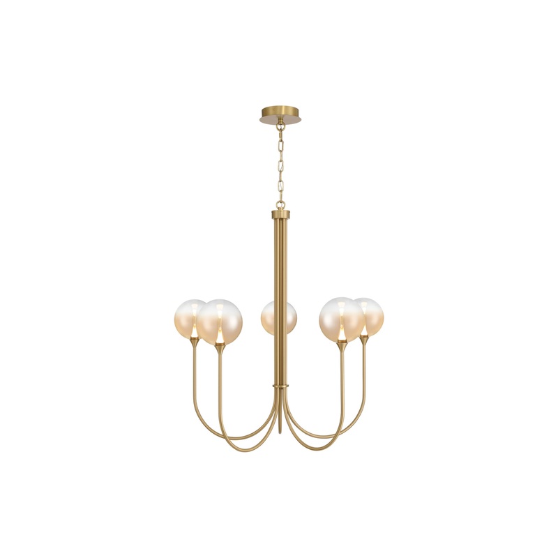 Iissa 5-Light 34″ Chandelier Gold Amber Glass