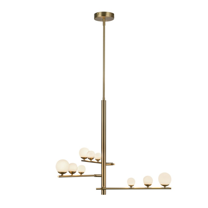 LED Chandelier from the Juniper Collection in Brushed Gold/Opal Glass Finish by Kuzco Lighting
