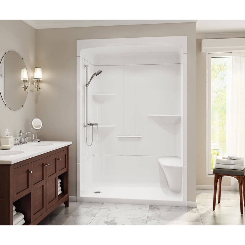 MAAX 105922-SLC-000-001 Camelia SHR-6034 Acrylic Alcove Center Drain Three-Piece Shower in White