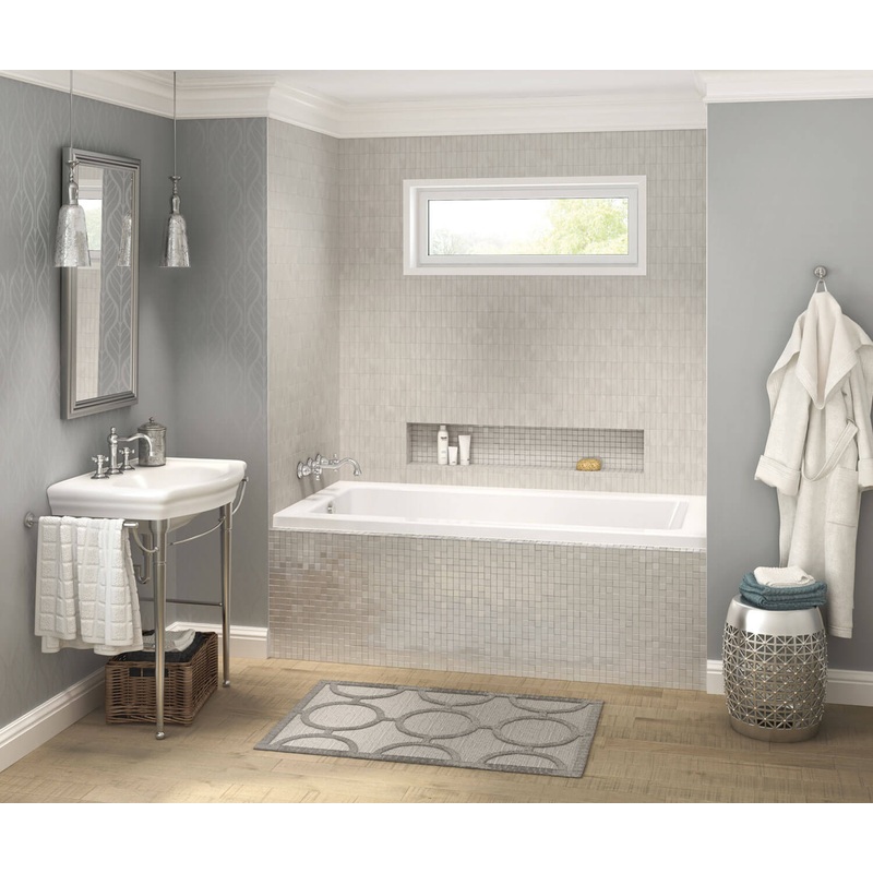 MAAX 106390-R-091-001 Skybox 6636 IF Acrylic Alcove Right-Hand Drain 10 Microjets Bathtub in White