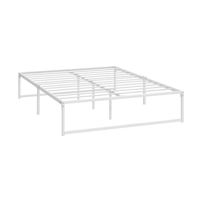 Metal Bed Frame Queen Size Bed Base White
