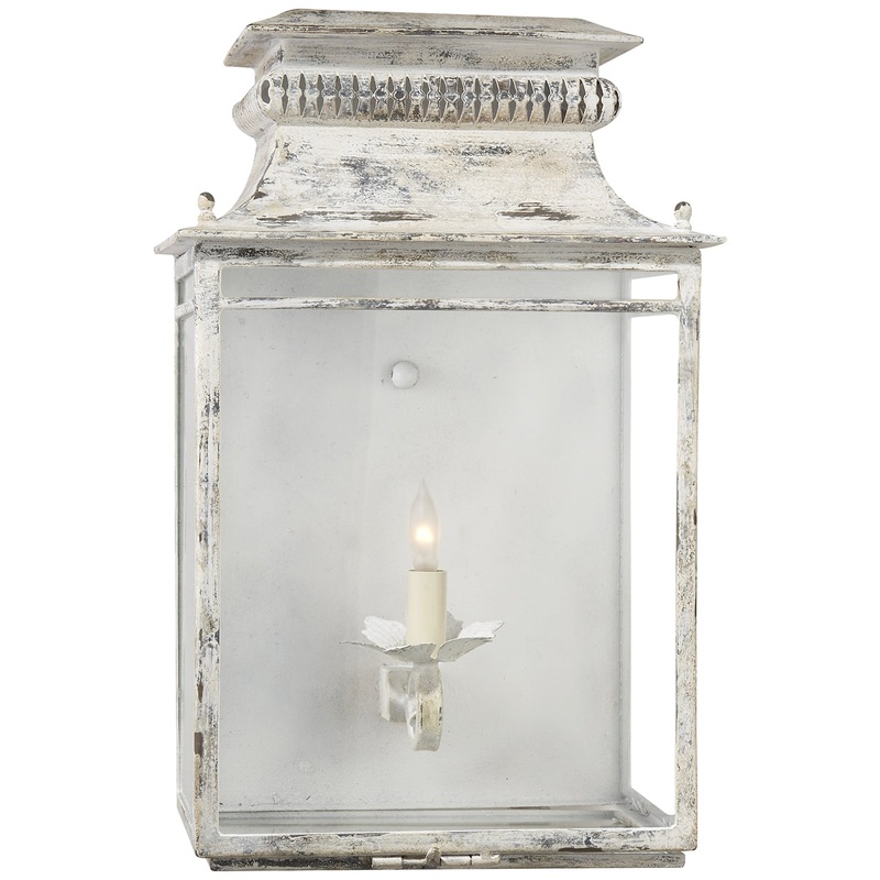 One Light Wall Sconce from the Flea Market Lantern Collection in Old White Finish by Visual Comfort Signature