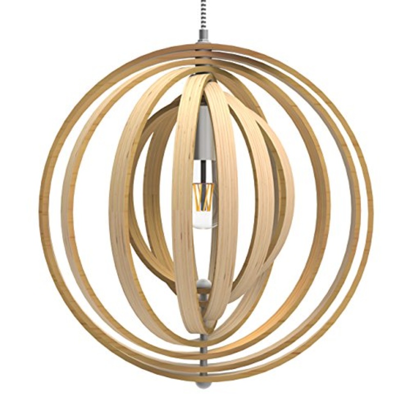 Tomons Lampada da soffitto Lampada Plafoniera, Lampada a Sospensione a Globo in Legno Stile Nordico, Sfera Regolabile, per Casa e Attivit commerciali – PL1004