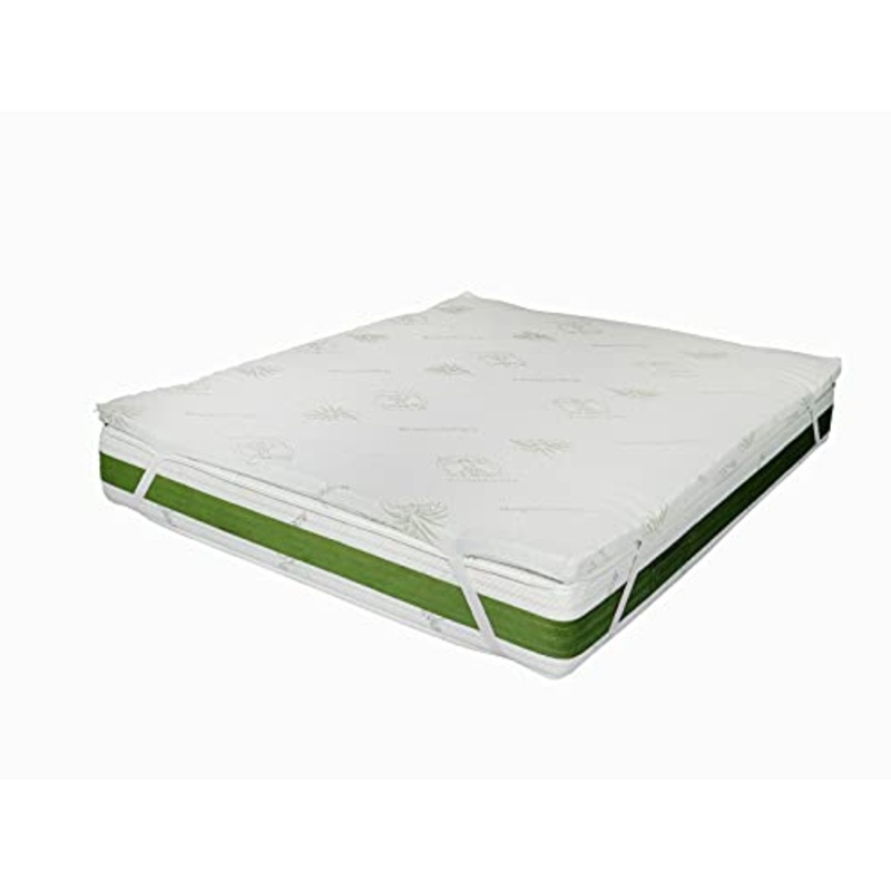 Topper CORRETTORE in Memory Foam Fresco da 8 CM,SFODERABILE in Aloe Vera con Elastici (120_x_190_cm)