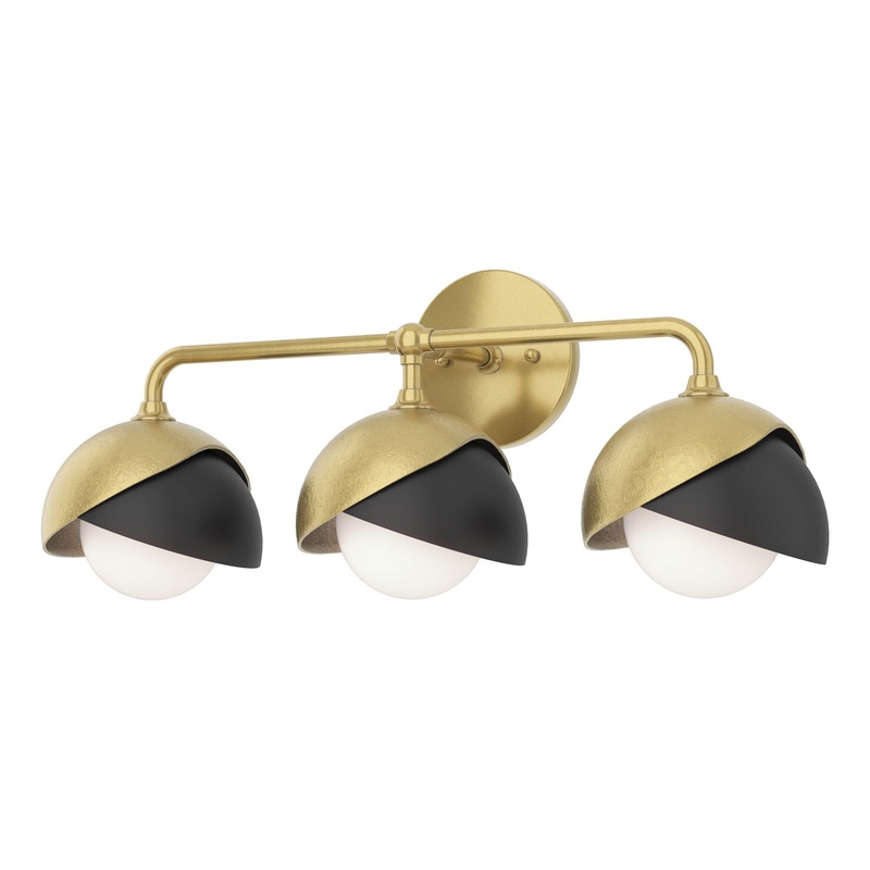 Brooklyn 3-Light Double Shade Bath Sconce Modern Brass Black