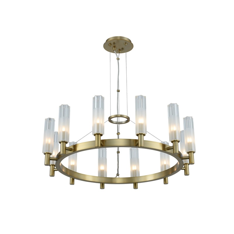 LED Chandelier from the Lorne Collection in Winter Brass Finish by Kalco