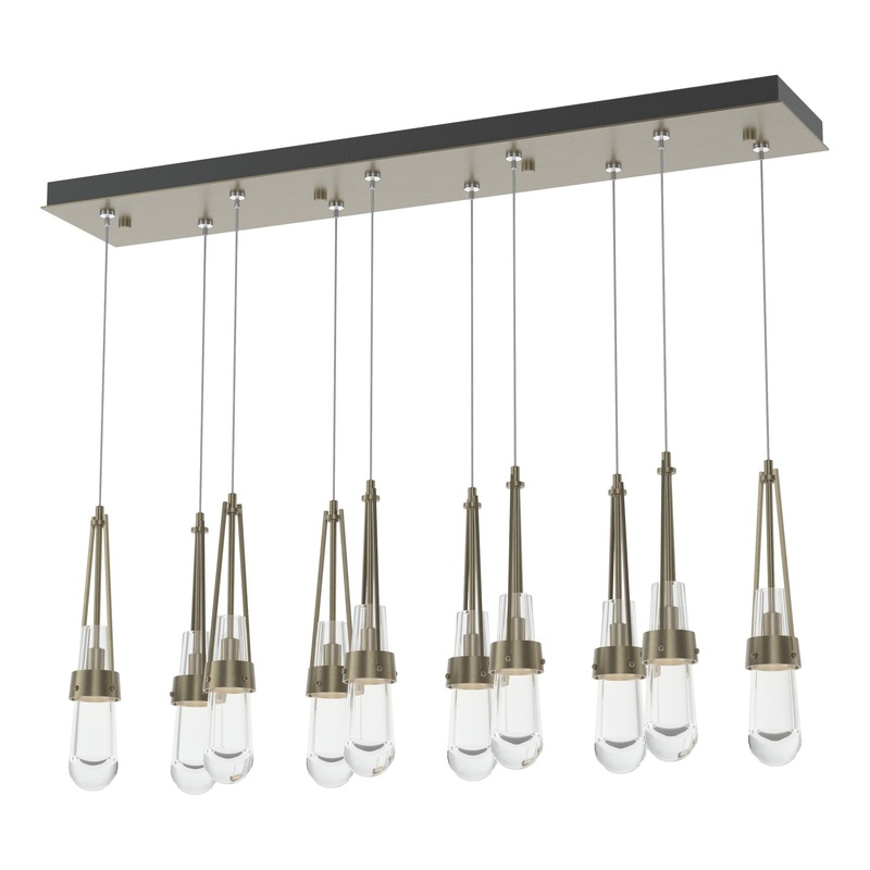 Link 10-Light Clear Glass Pendant Soft Gold