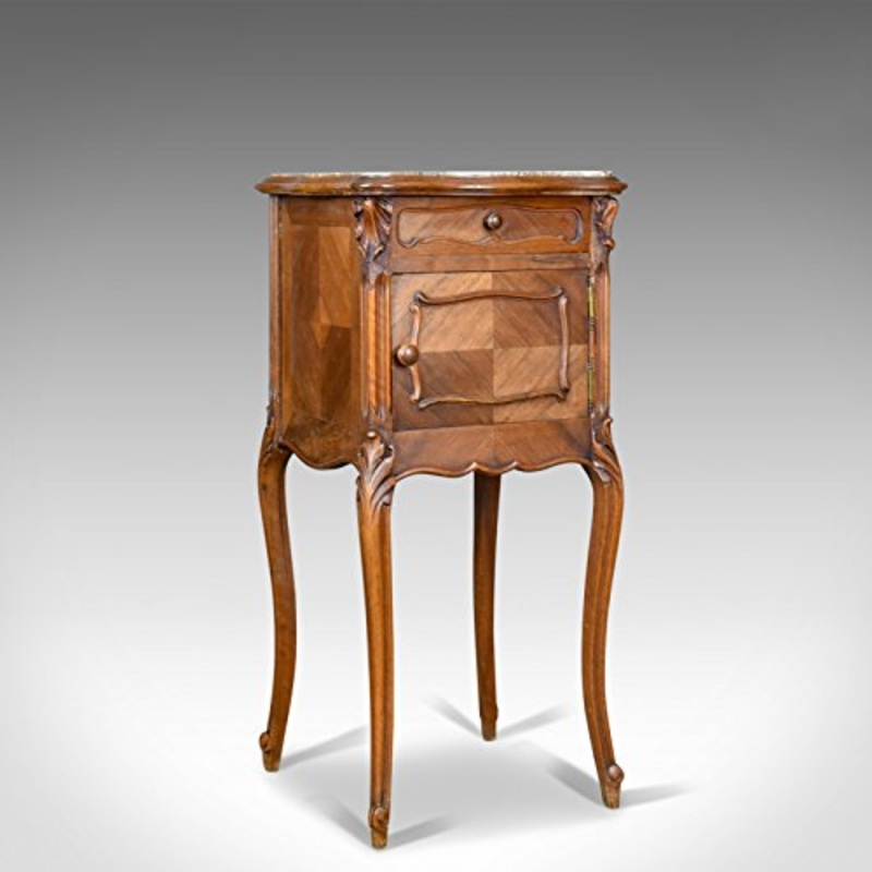 London Fine Antiquariato Antiquariato, Comodino, Francese, Noce, Marmo Top, Armadietto Circa 1890