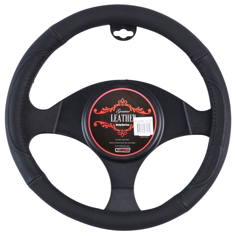Oklahoma Steering Wheel Cover – Black [Leather]