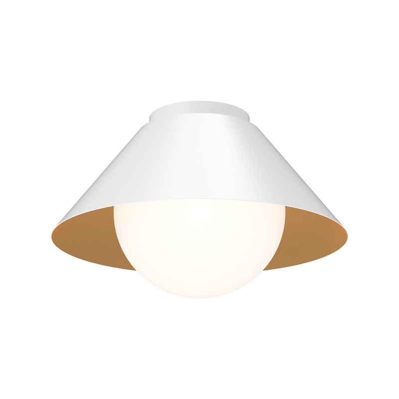 One Light Flush Mount from the Remy Collection in Brushed Gold/Opal Glass|Matte Black/Opal Glass|White/Opal Glass Finish by Alora