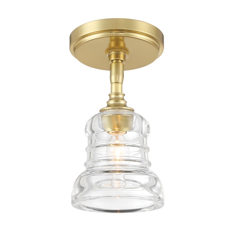 One Light Semi Flush Mount from the Gregory Collection in Aged Brass Finish by Crystorama