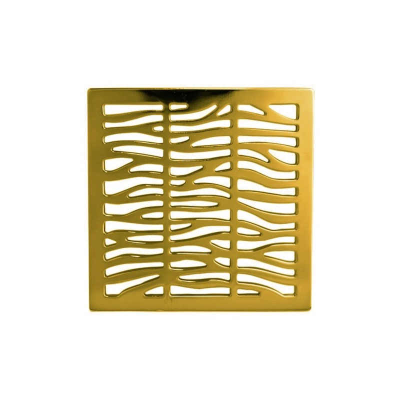Shower Drain Tub and Shower Square Zebra 4 Inch Satin Gold PVD Brass for Requires Drain Throat 277-01 4 Inch