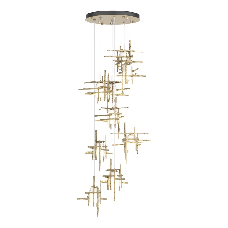 Tura 9-Light Frosted Glass Pendant Soft Gold