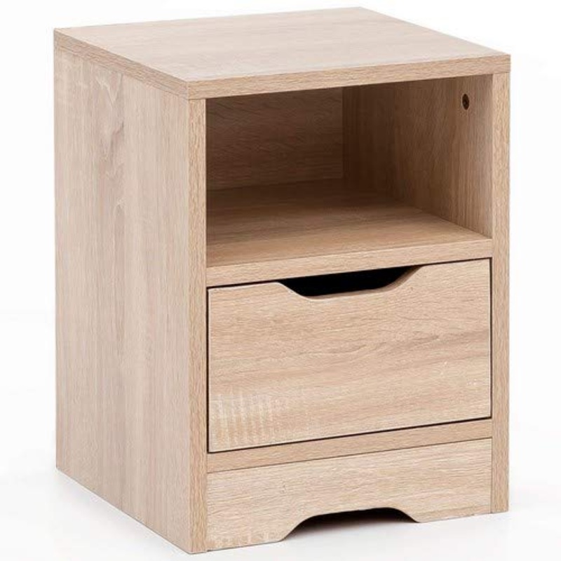 WOHNLING Notte WL5.701 31x43x31 cm Sonoma 1 cassetto e vano portaoggetti | Comodino Bianco con Spazio di archiviazione | Comodino Simple Modern | Nightstand Klein | Comodino Camera da Letto