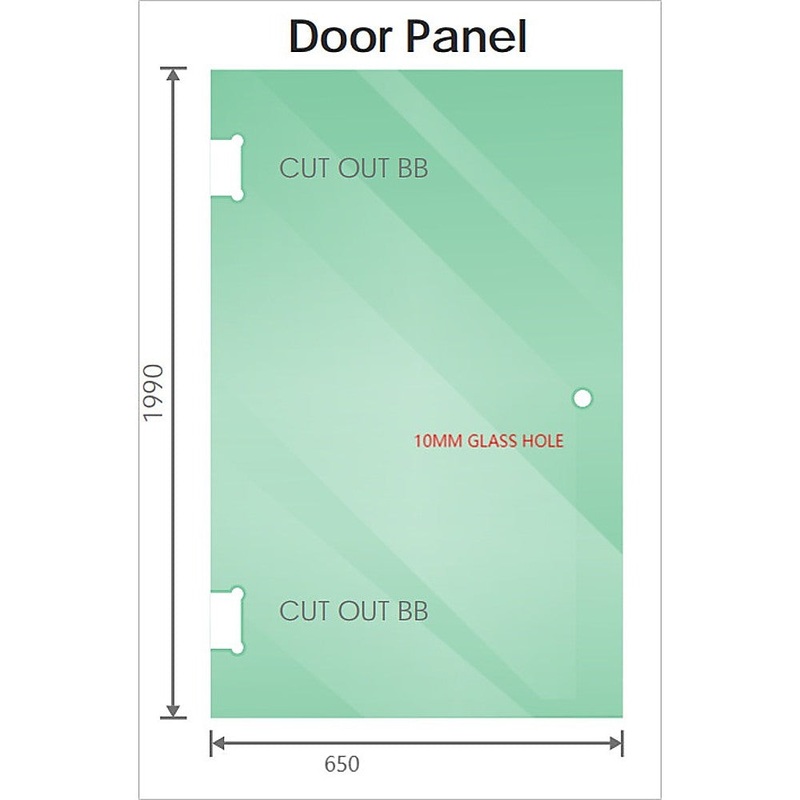110x90cm Corner Frameless Shower Screen with Black Brackets and SS Hinges, Square Knob Handle