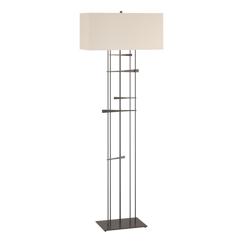 Cavaletti Floor Lamp Oil Rubbed Bronze Flax Shade (SE)