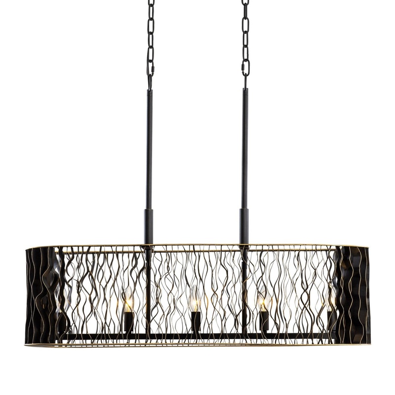 Five Light Linear Pendant from the Estela Collection in Matte Black/French Gold Finish by Varaluz