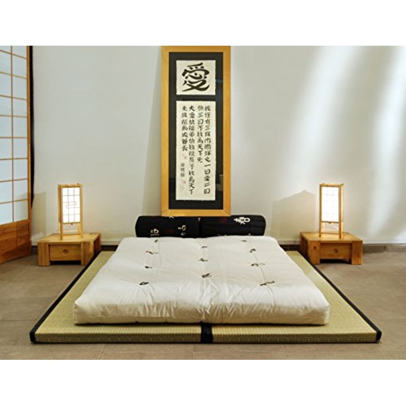 Futon On Line Combinazione 2 tatamis (80x200x5,5cm) futon Cotone 2 Strati Latex (140x200x14cm)