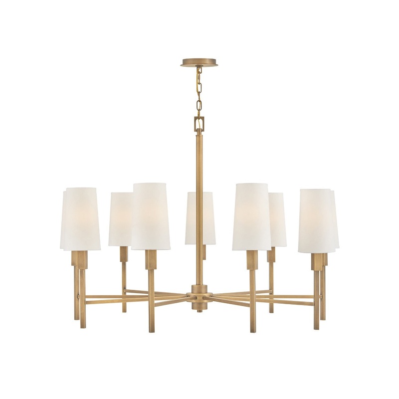 LED Chandelier from the Fenwick Collection in Heritage Brass Finish by Hinkley
