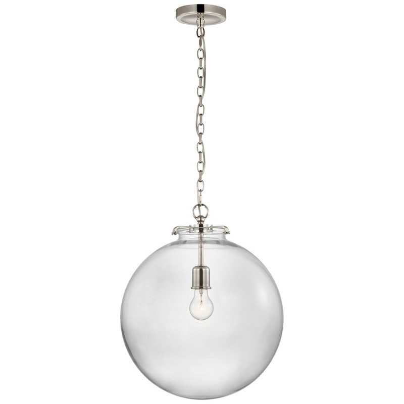 LED Pendant from the Katie Globe Collection in Polished Nickel Finish by Visual Comfort Signature