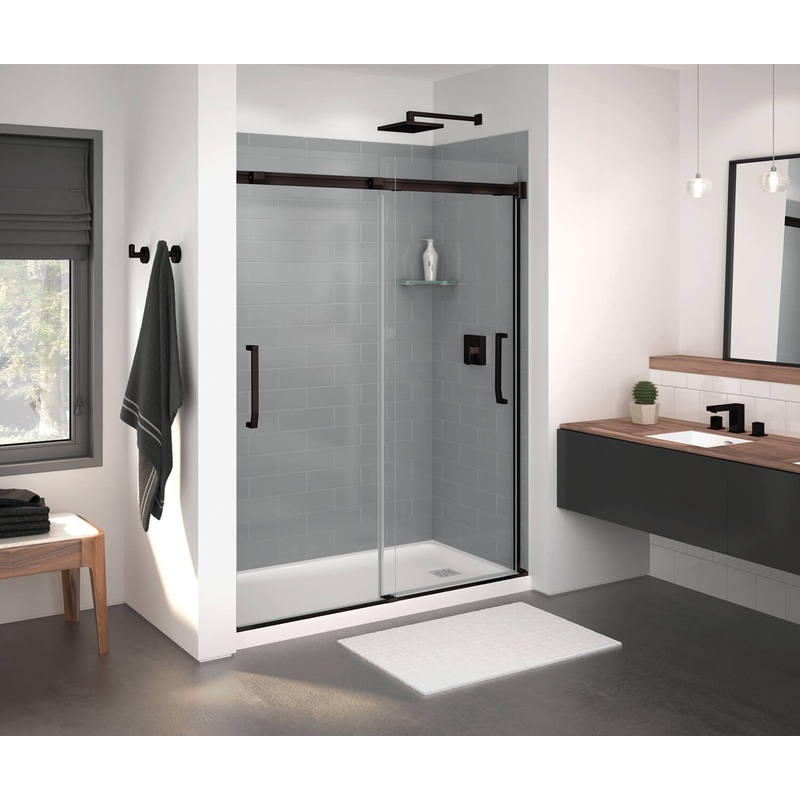 MAAX 138762-900-173-000 Inverto 56-59 x 70 -74 in. 8mm Bypass Shower Door for Alcove Installation with Clear glass in Dark Bronze