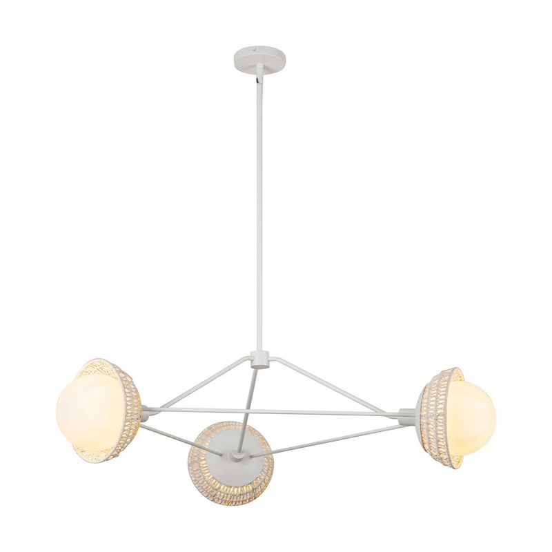 Three Light Chandelier from the Perth Collection in White/Opal Glass Finish by Alora
