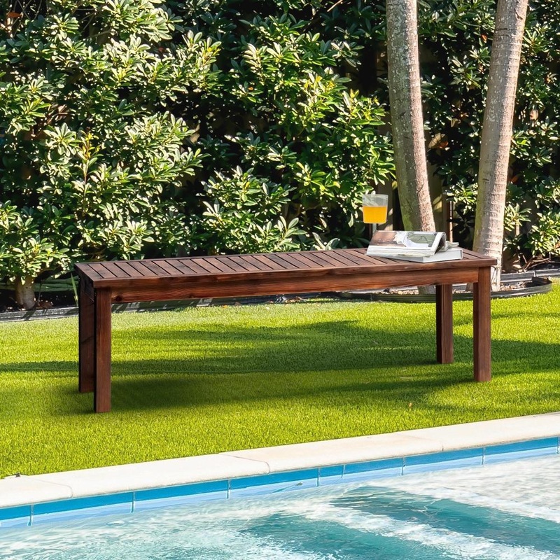 120cm Wood Garden Bench Slatted Seat