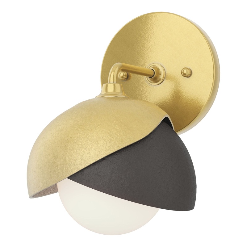 Brooklyn 1-Light Double Shade Bath Sconce Modern Brass Oil Rubbed Bronze