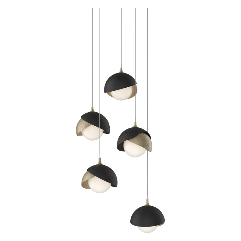 Brooklyn 5-Light Double Shade Pendant Soft Gold Black