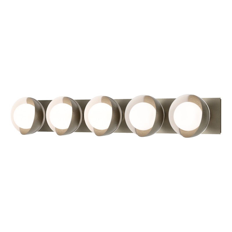 Brooklyn 5-Light Straight Double Shade Bath Sconce Soft Gold White