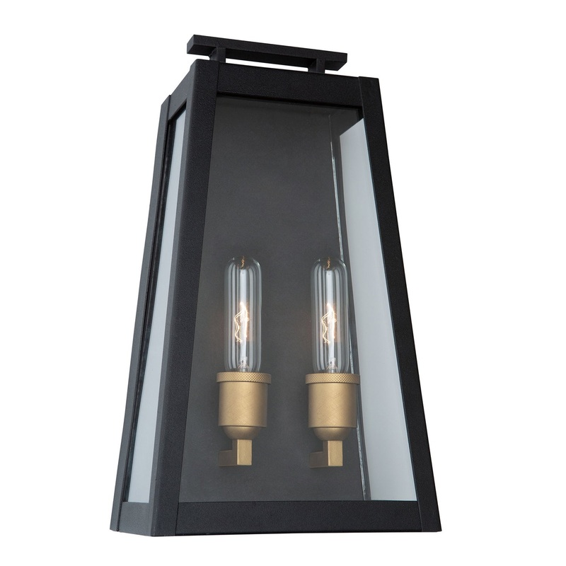 Charleston Outdoor Wall Light – Black, Vintage Gold / 16.25