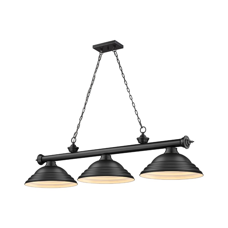 Cordon 3-Light Billiard Matte Black Dome Matte Black Steel